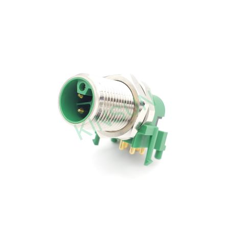 M12 L-кодиран прав/ъглов конектор за монтаж на платка - IP68 M12 Десен ъгълен L-кодиран мъжки конектор за безопасен захранващ кабел